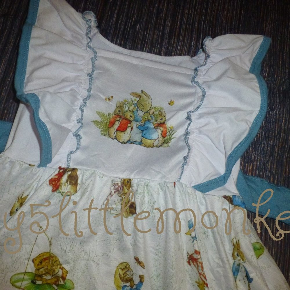 Peter Rabbit Easter Bunny Girls Boutique Dress - Picture 2 of 5